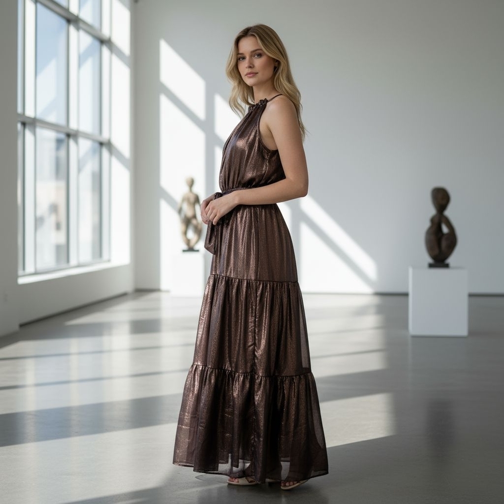 Simply Vera Wang Shimmer Maxi Dress, Naveena Plum, Size XL